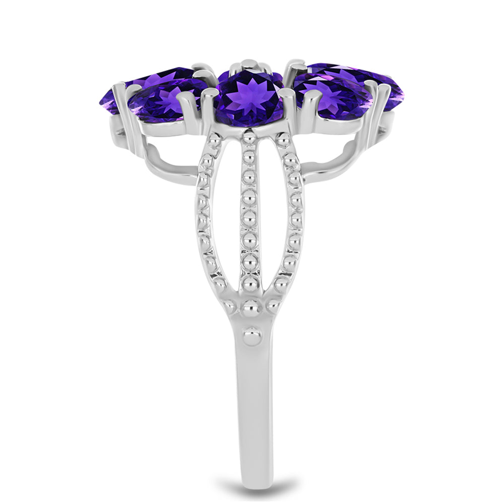 Silberring mit marokkanischem Amethyst und weißem Topas