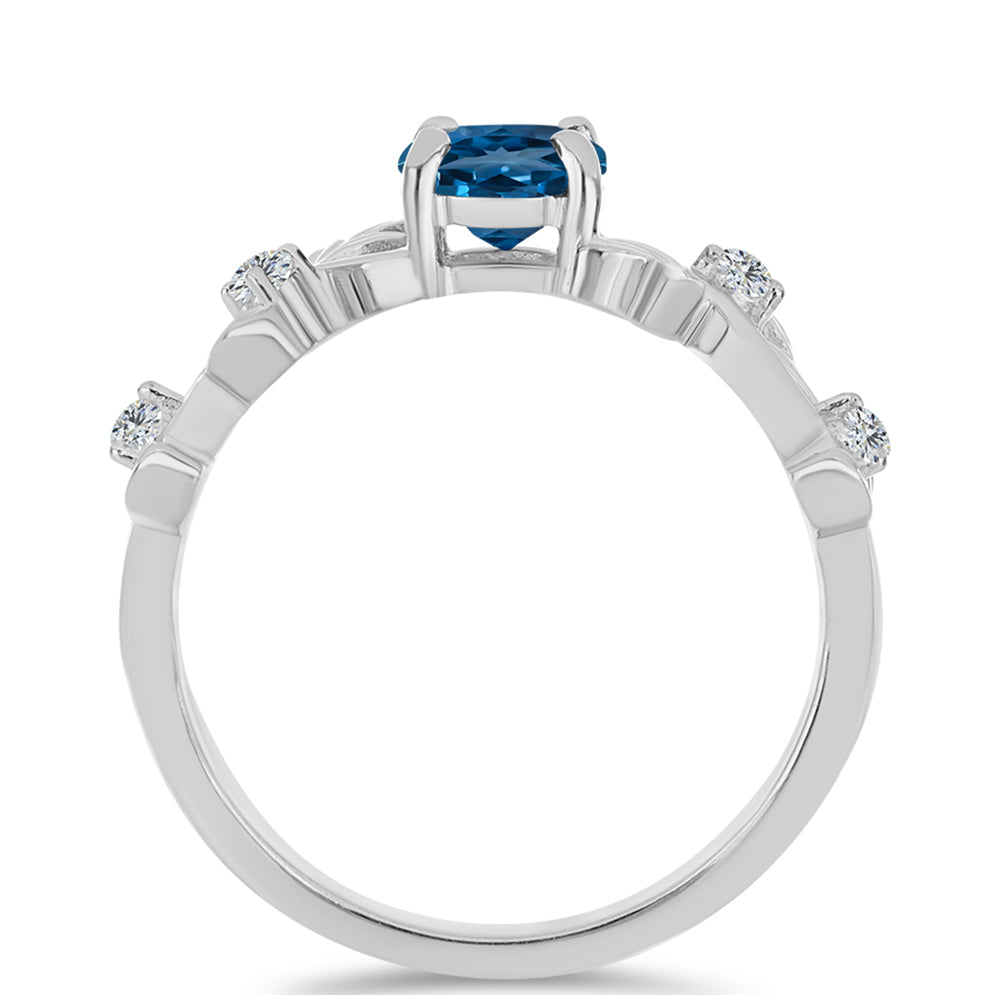 Silberring mit londonblauem Topas und weißem Topas