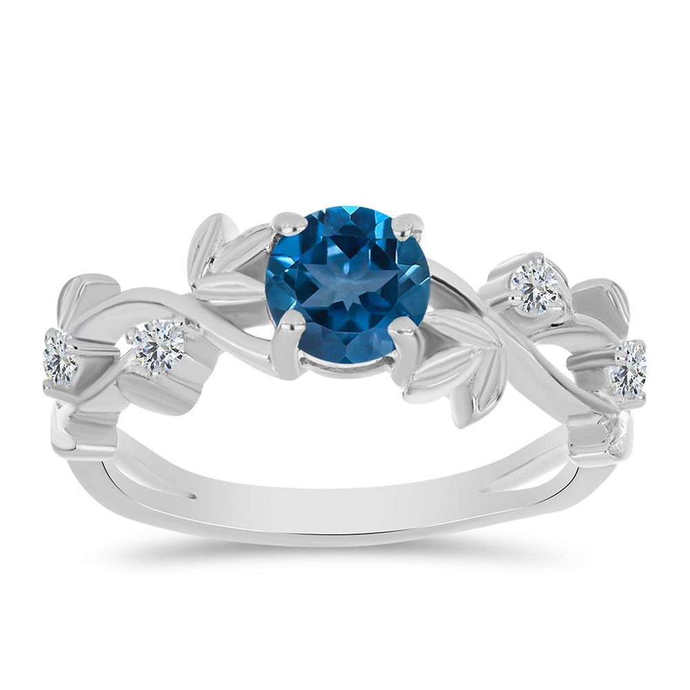 Silberring mit londonblauem Topas und weißem Topas