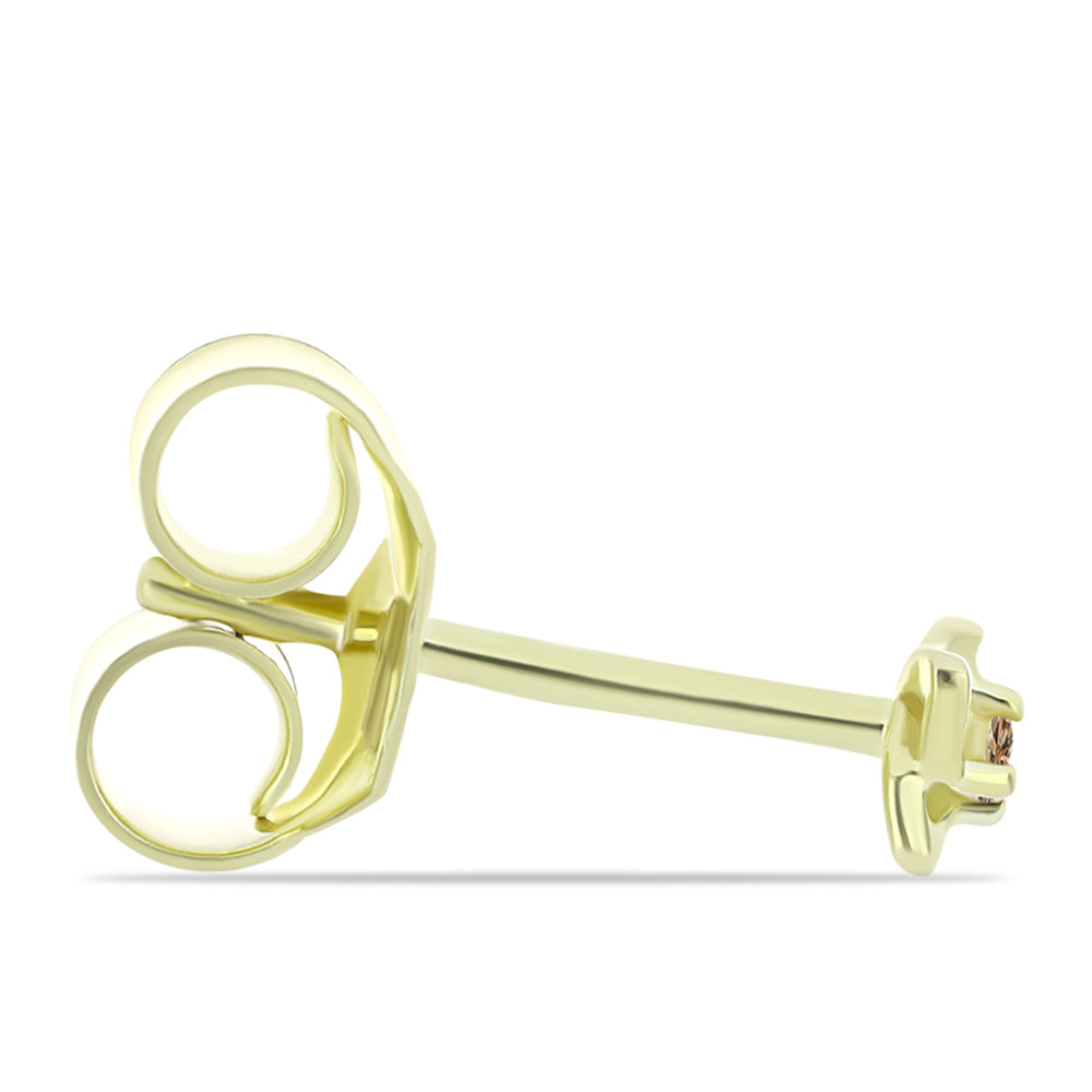 Goldplattierte Silberohrringe mit Champagner-Diamant