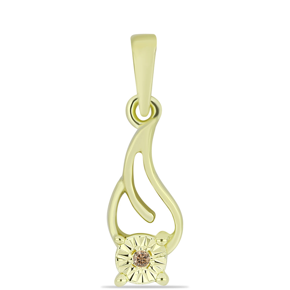 Goldplattierter Silberanhänger mit Champagner-Diamant 1