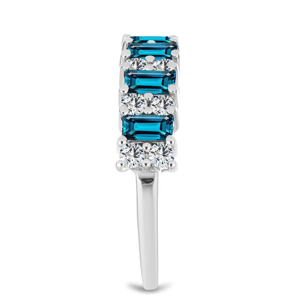 Silberring mit londonblauem Topas und weißem Topas