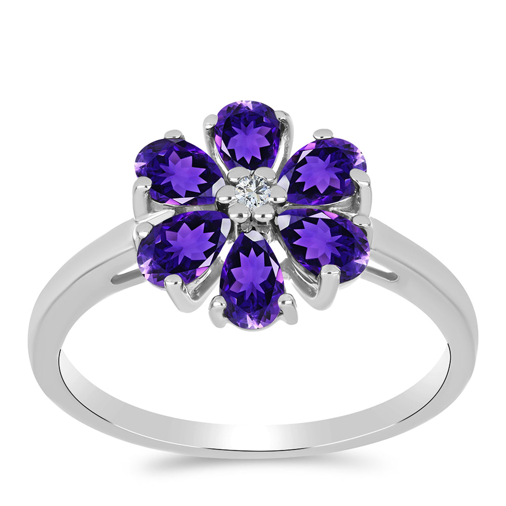 Silberring mit marokkanischem Amethyst und weißem Topas