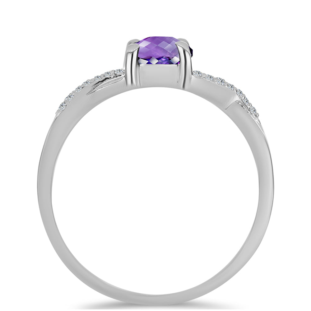 Silberring mit marokkanischem Amethyst und weißem Topas