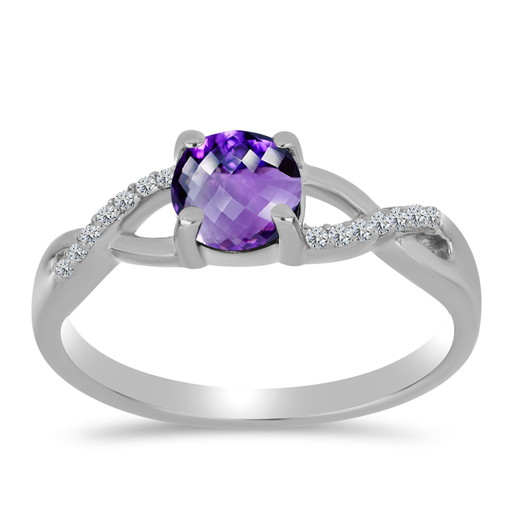 Silberring mit marokkanischem Amethyst und weißem Topas