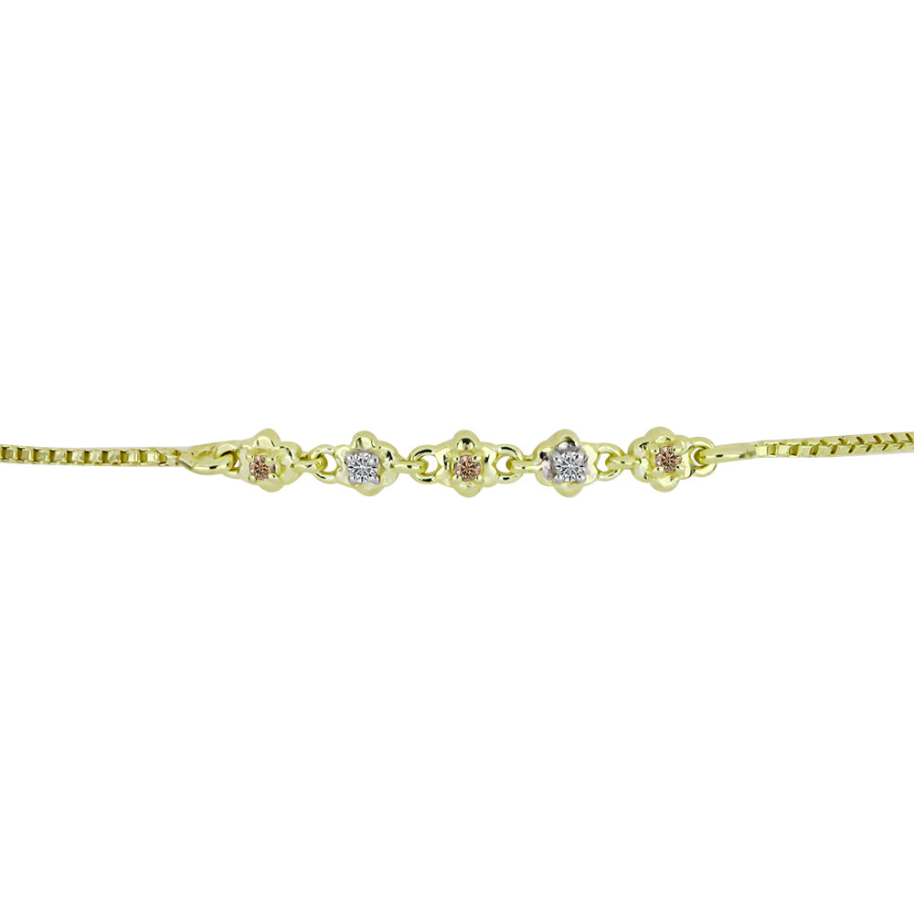 Goldplattiertes Silberarmband mit Champagner-Diamant und weißem Diamant