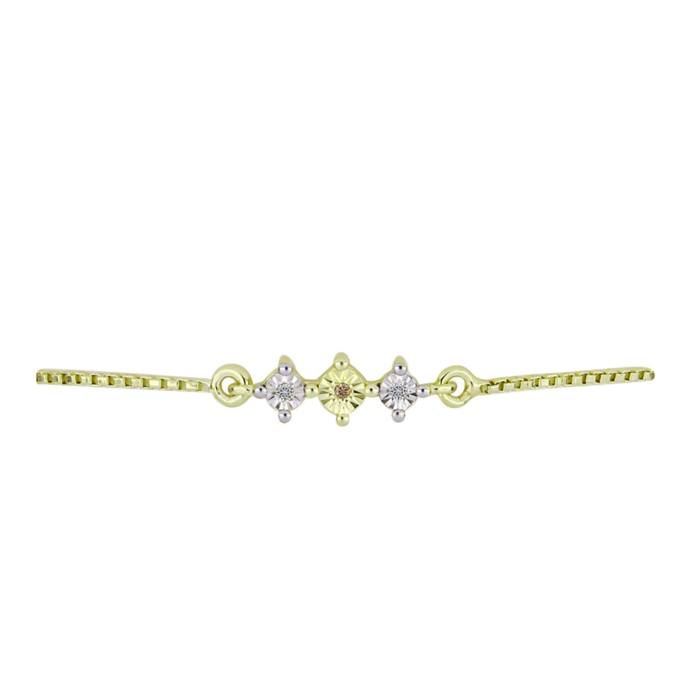 Goldplattiertes Silberarmband mit Champagner-Diamant und weißem Diamant
