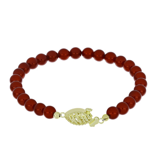 Goldplattiertes Silberarmband mit roter Süßwasserperle