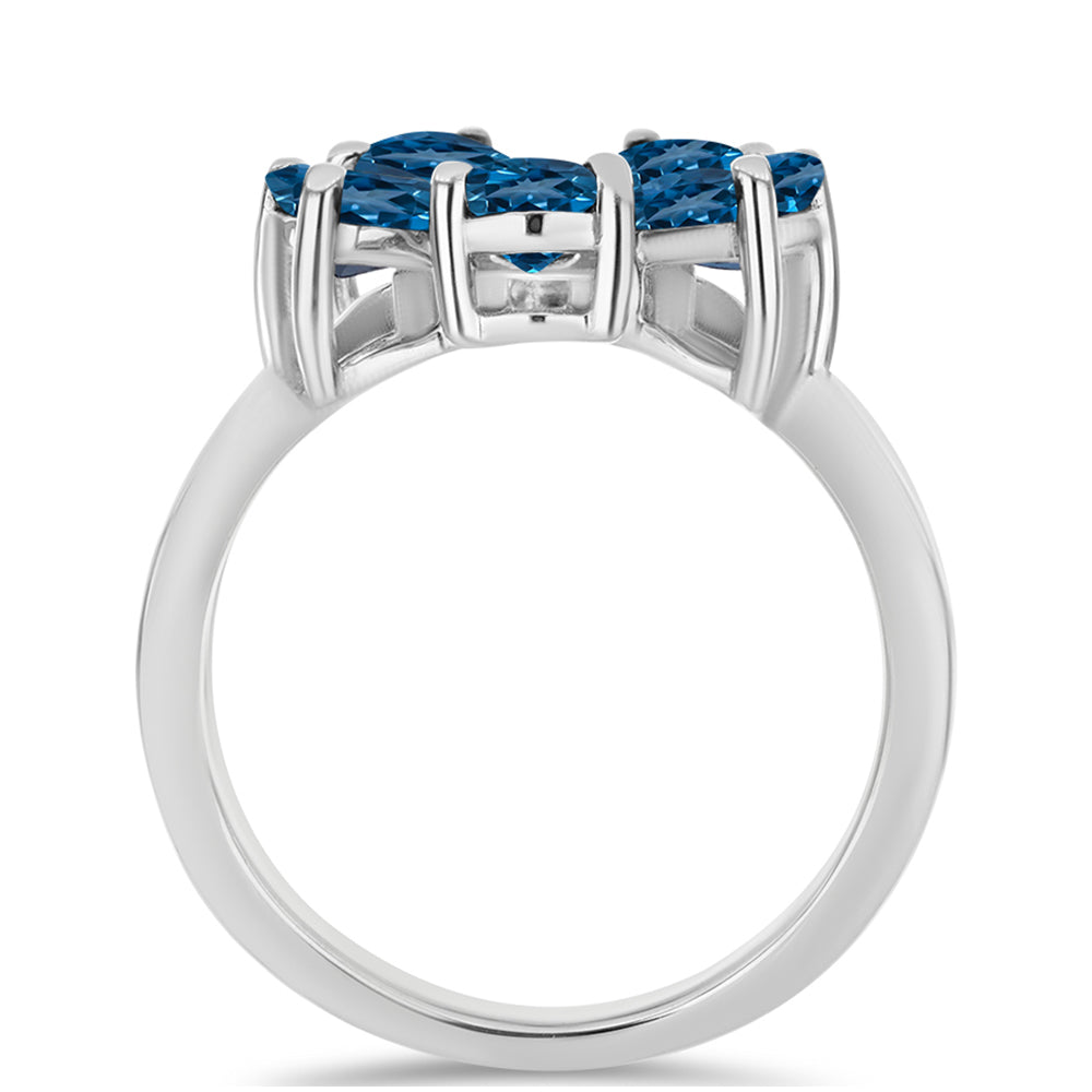 Silberring mit londonblauem Topas und weißem Topas