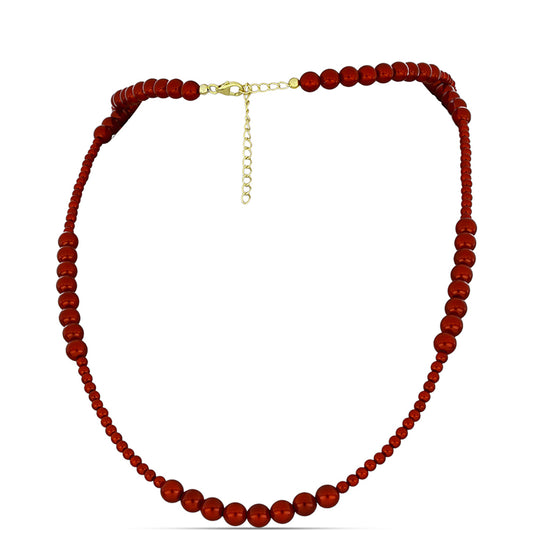 Goldplattierte Silberhalskette mit roter Süßwasserperle