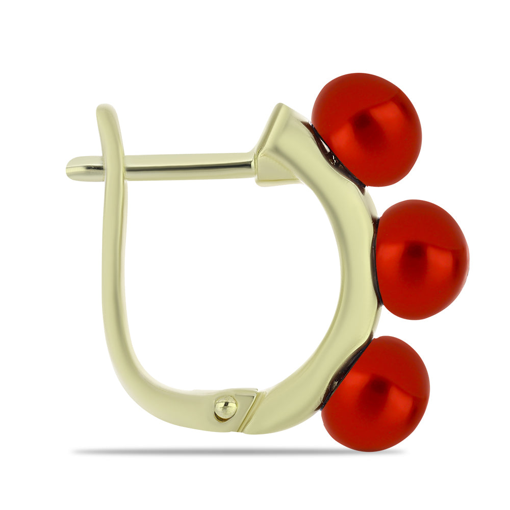 Goldplattierte Silberohrringe mit roter Süßwasserperle 2