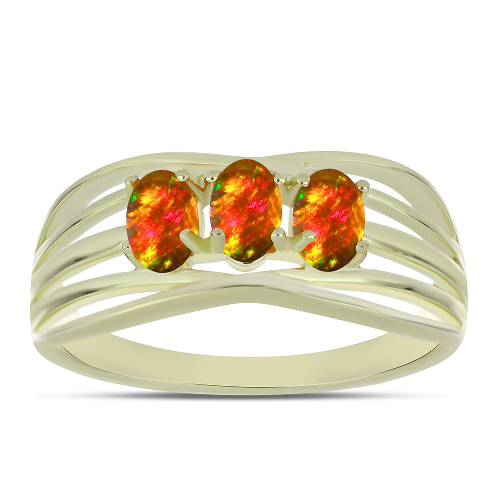 Goldplattierter Silberring mit amerikanischem Feueropal