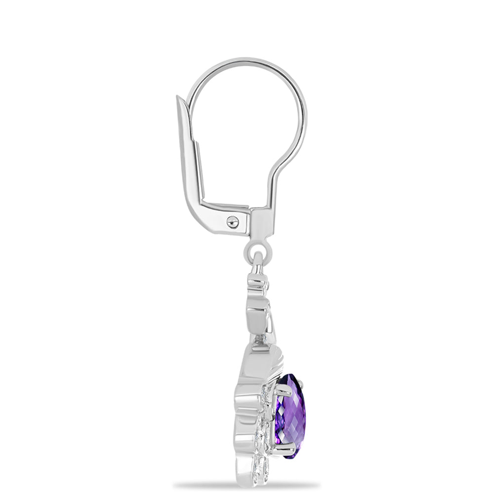 Silberohrringe mit marokkanischem Amethyst und weißem Topas
