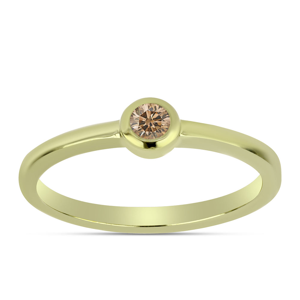 Goldplattierter Silberring mit Champagner-Diamant