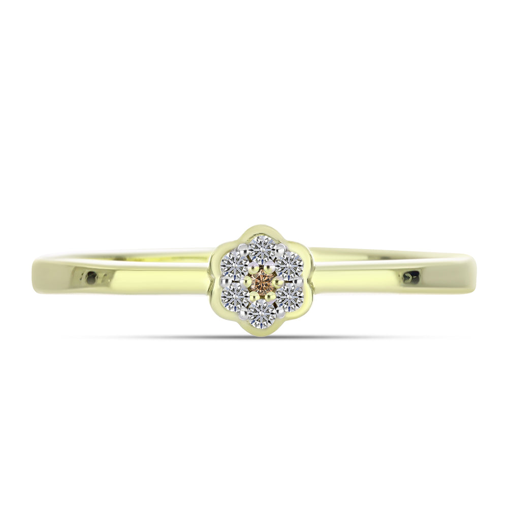 Goldplattierter Silberring mit Champagner-Diamant und weißem Diamant