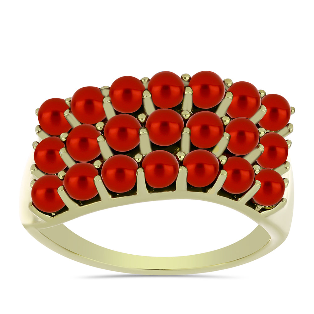 Goldplattierter Silberring mit roter Süßwasserperle