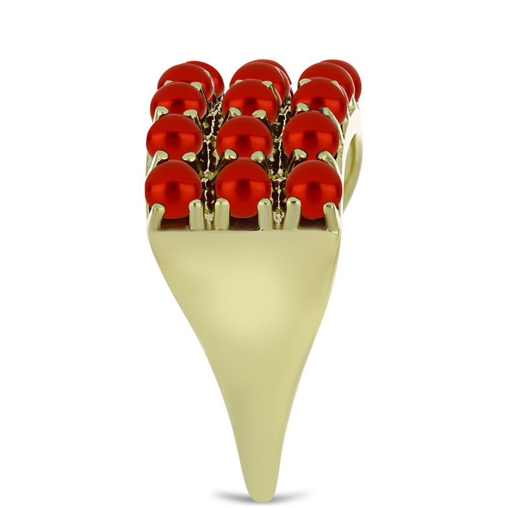 Goldplattierter Silberring mit roter Süßwasserperle