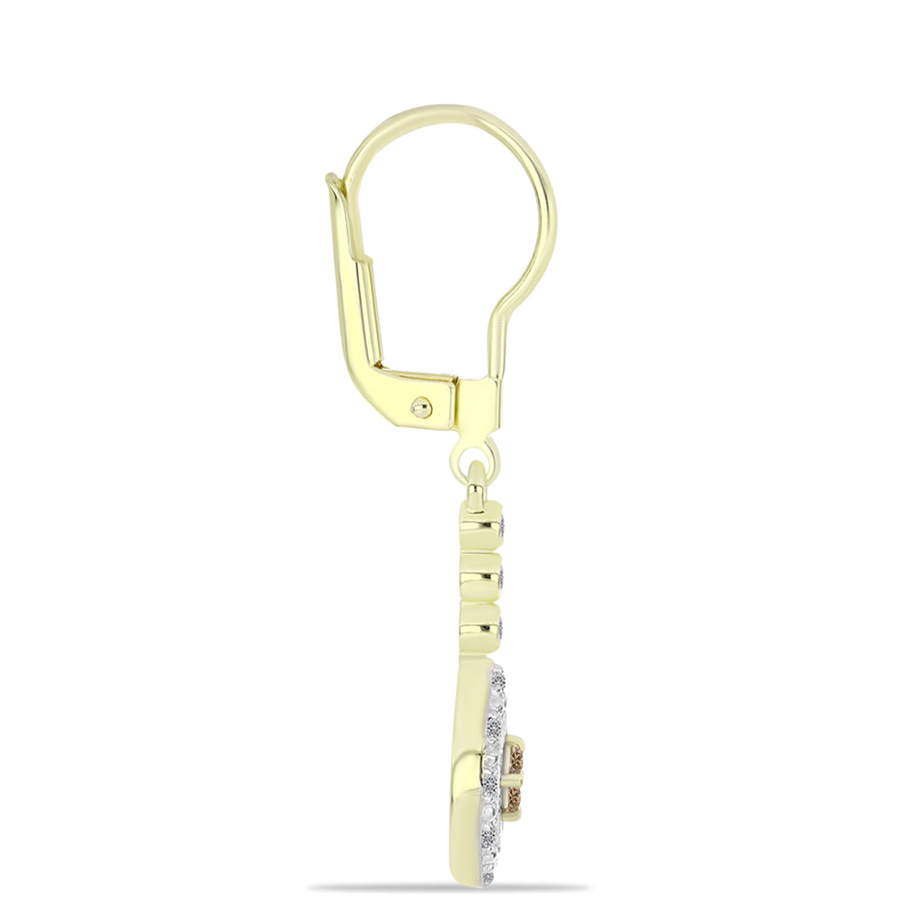 Goldplattierte Silberohrringe mit Champagner-Diamant