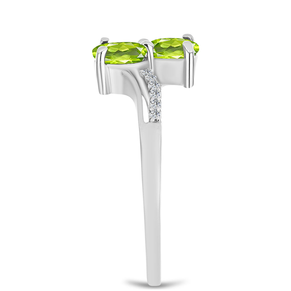 Silberring mit Peridot aus Changbai und weißem Topas