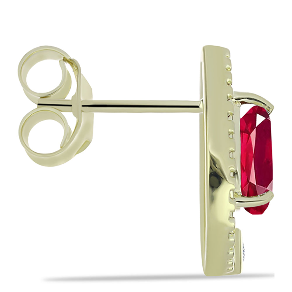 Goldplattierte Silberohrringe mit Rubin aus Madagaskar und weißem Topas