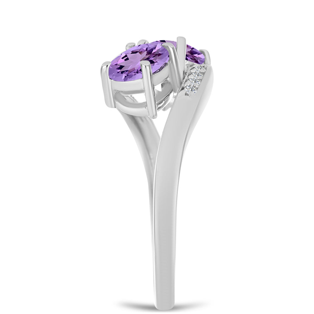 Silberring mit Rose De France Amethyst und weißem Topas