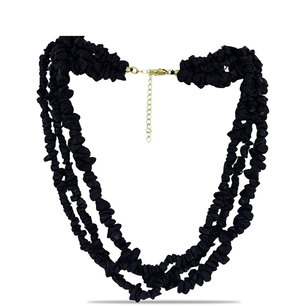 Goldplattierte Silberhalskette mit schwarzem Onyx aus Suwar