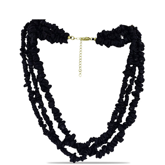 Goldplattierte Silberhalskette mit schwarzem Onyx aus Suwar