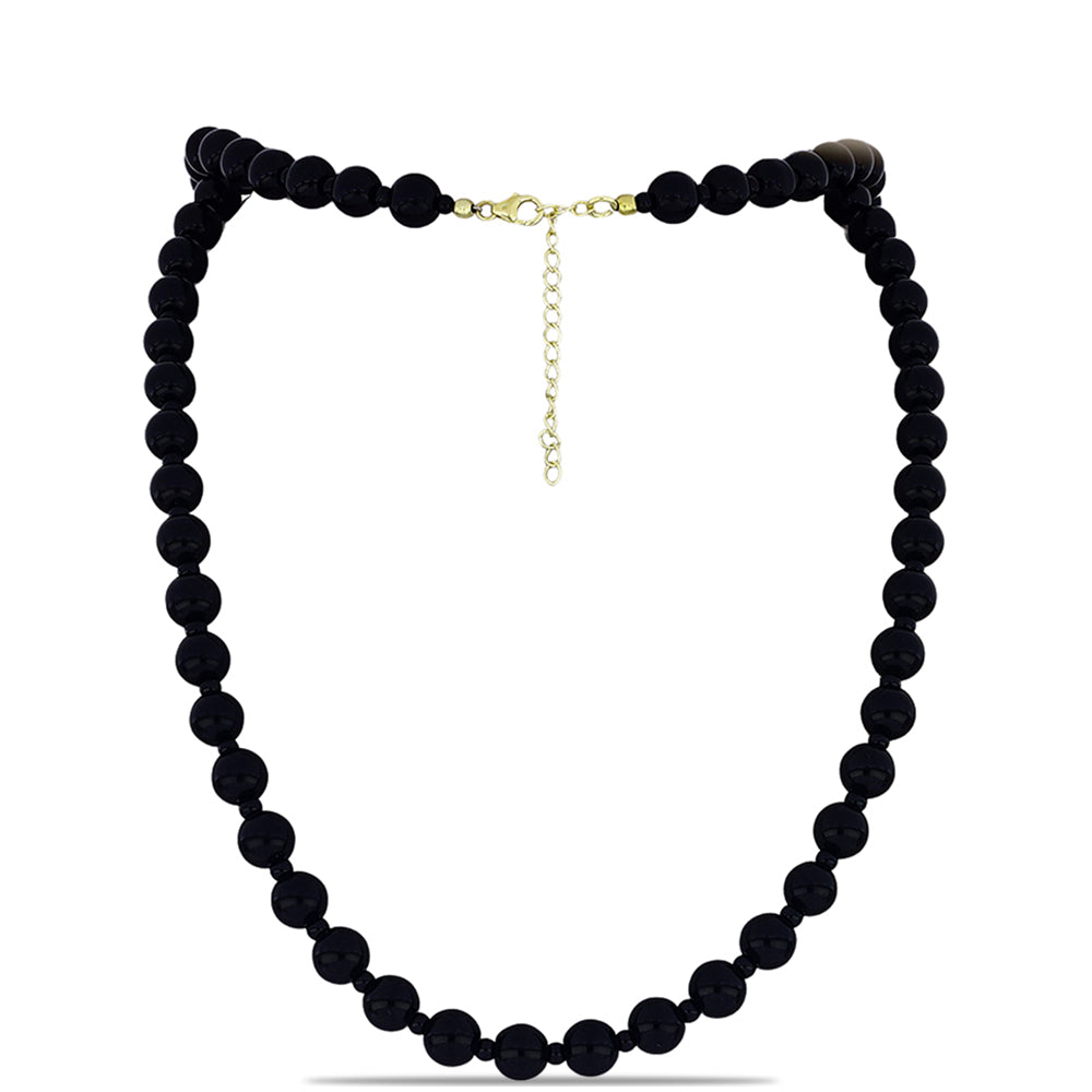 Goldplattierte Silberhalskette mit schwarzem Onyx aus Suwar