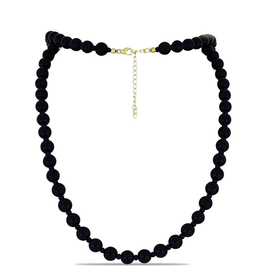 Goldplattierte Silberhalskette mit schwarzem Onyx aus Suwar