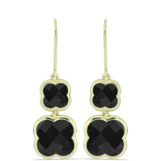 Goldplattierte Silberohrringe mit schwarzem Onyx aus Suwar