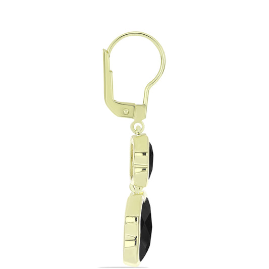 Goldplattierte Silberohrringe mit schwarzem Onyx aus Suwar