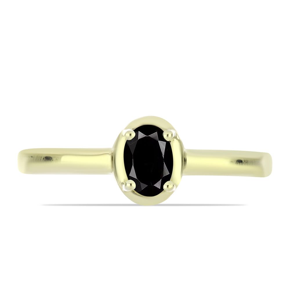 Goldplattierter Silberring mit schwarzem Onyx aus Suwar
