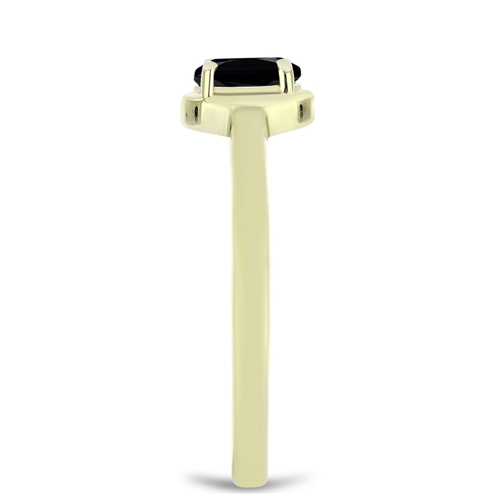 Goldplattierter Silberring mit schwarzem Onyx aus Suwar