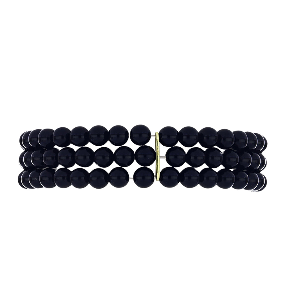 Goldplattiertes Silberarmband mit schwarzem Onyx aus Suwar