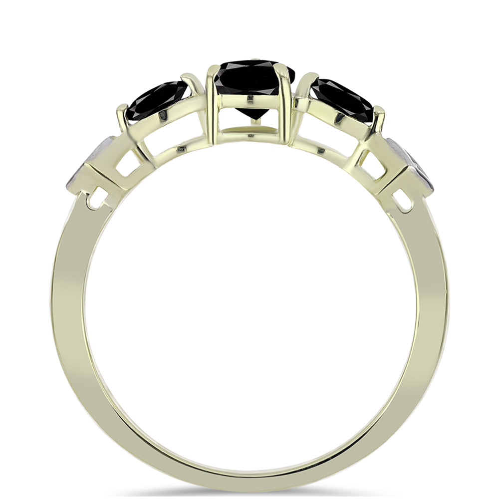 Goldplattierter Silberring mit schwarzem Onyx aus Suwar und weißem Topas