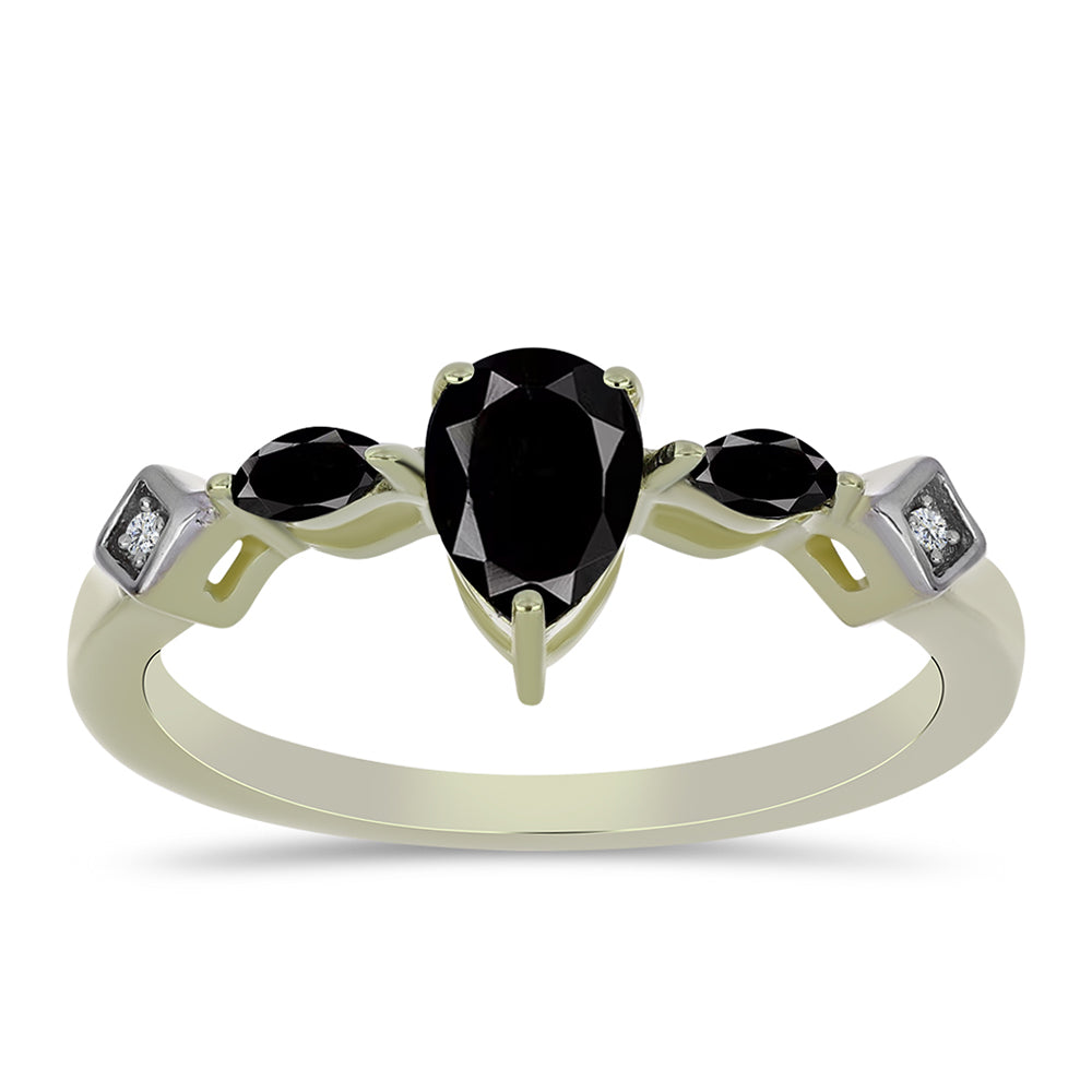 Goldplattierter Silberring mit schwarzem Onyx aus Suwar und weißem Topas