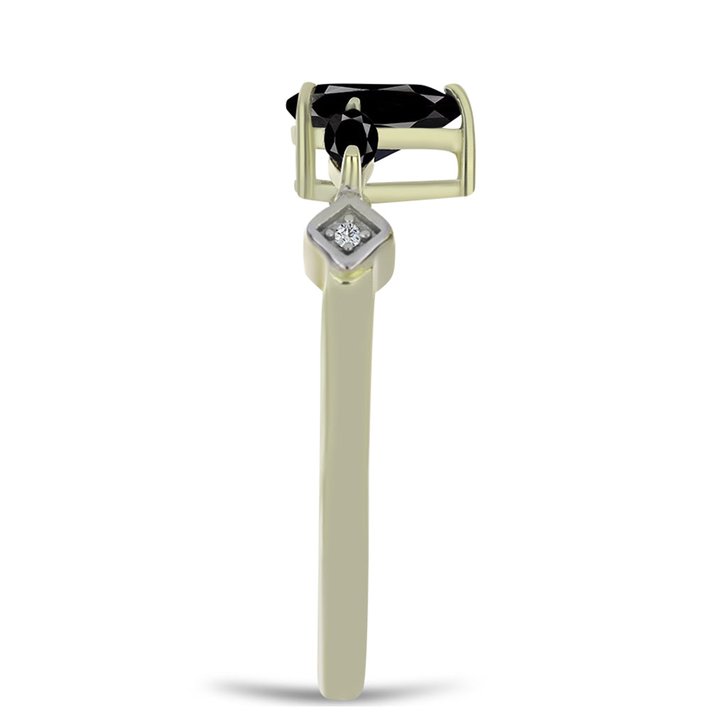 Goldplattierter Silberring mit schwarzem Onyx aus Suwar und weißem Topas