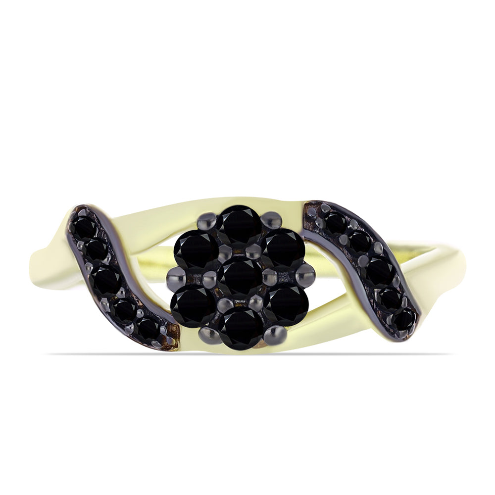 Goldplattierter Silberring mit schwarzem Onyx aus Suwar