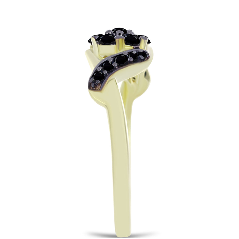 Goldplattierter Silberring mit schwarzem Onyx aus Suwar