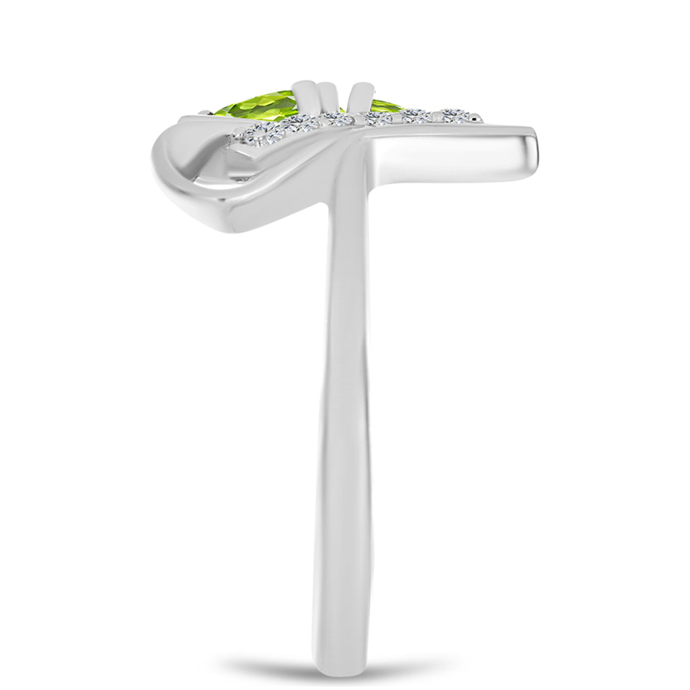 Silberring mit Peridot aus Changbai und weißem Topas