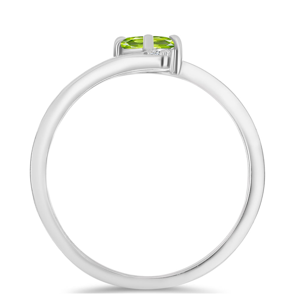 Silberring mit Peridot aus Changbai und weißem Topas