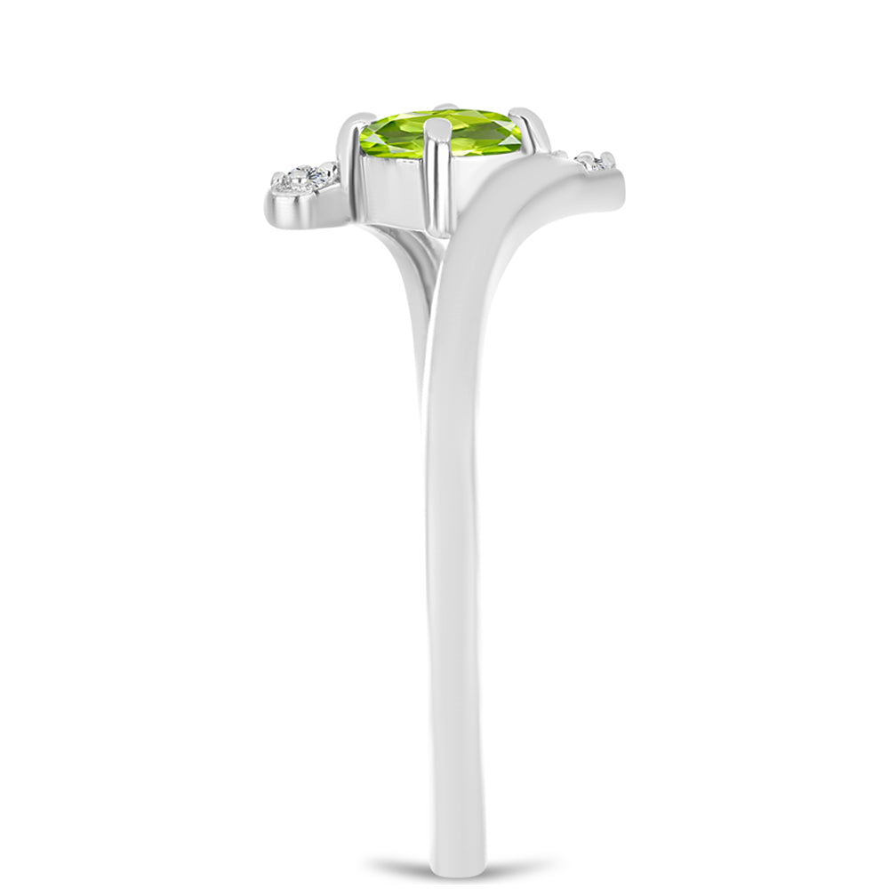 Silberring mit Peridot aus Changbai und weißem Topas