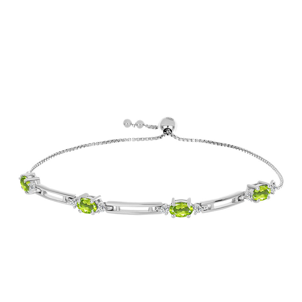Silberarmband mit Peridot aus Changbai und weißem Topas