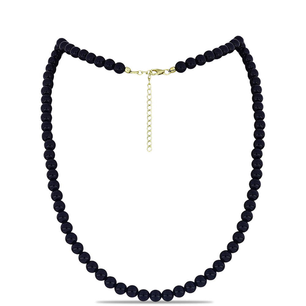 Goldplattierte Silberhalskette mit schwarzem Onyx aus Suwar