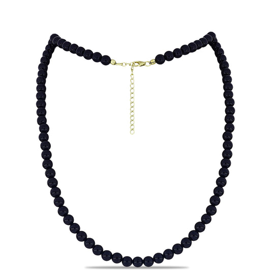 Goldplattierte Silberhalskette mit schwarzem Onyx aus Suwar