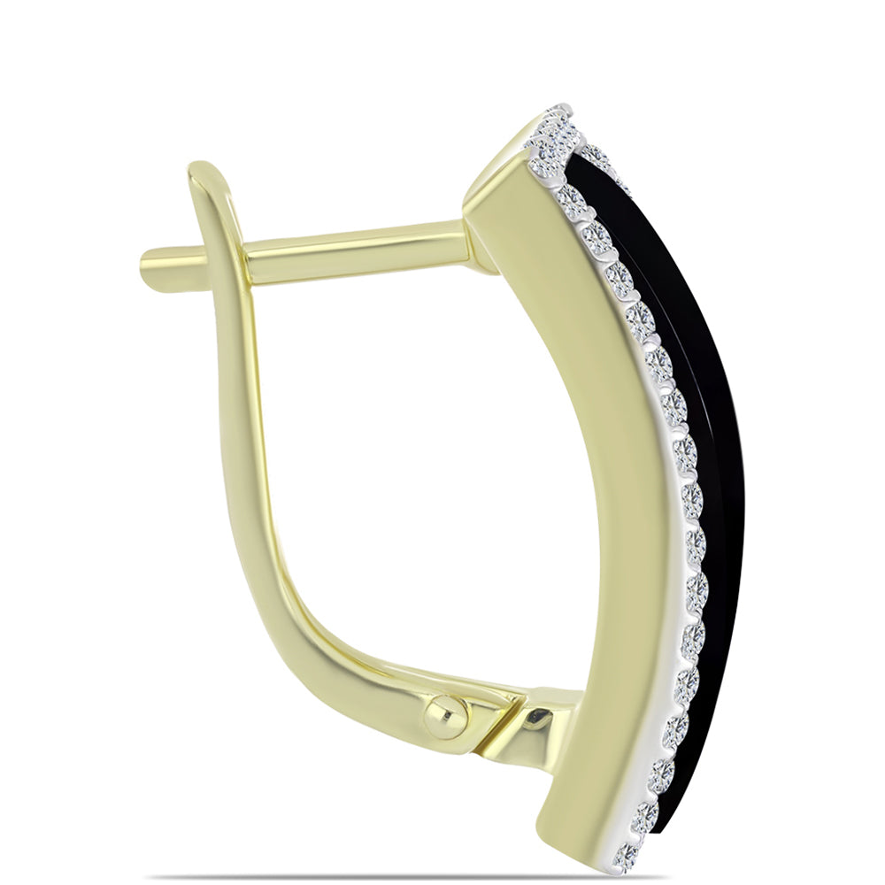 Goldplattierte Silberohrringe mit schwarzem Onyx aus Suwar und weißem Topas 2