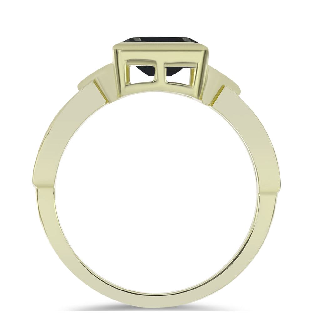 Goldplattierter Silberring mit schwarzem Onyx aus Suwar