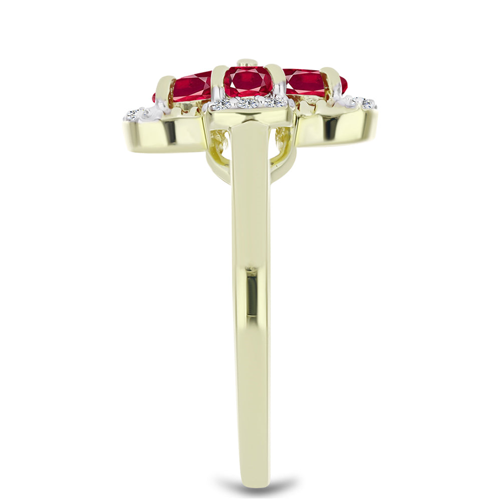 Goldplattierter Silberring mit Rubin aus Madagaskar und weißem Topas