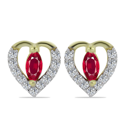 Goldplattierte Silberohrringe mit Rubin aus Madagaskar und weißem Topas
