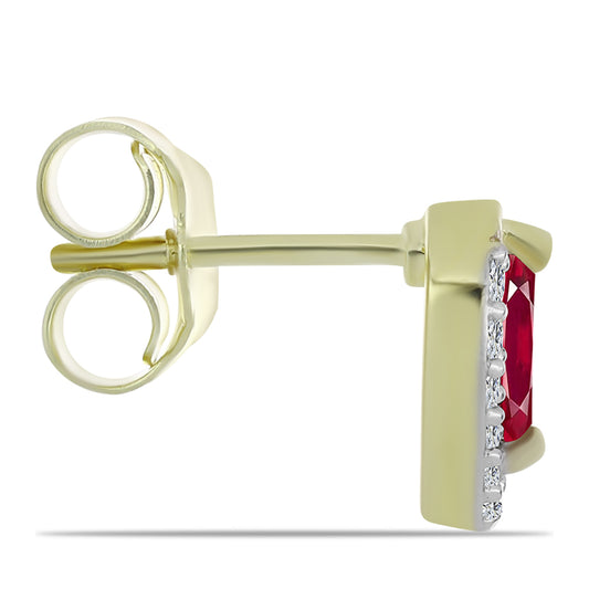 Goldplattierte Silberohrringe mit Rubin aus Madagaskar und weißem Topas